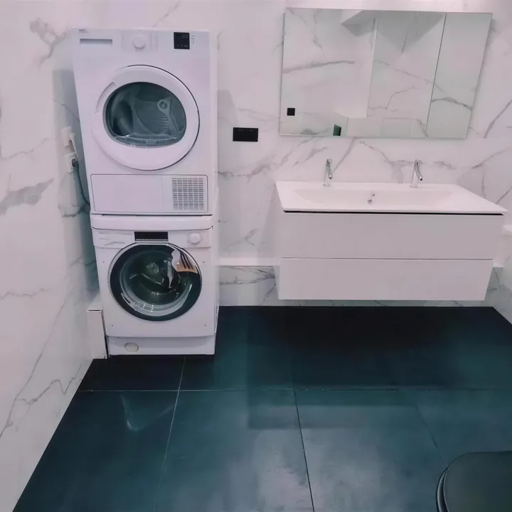 Salle de bain marbre, meuble double vasque